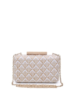 Urban Expressions Cicley Woven Box Clutch Bag NATURAL